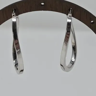 Sterling Silver 1.5" Twisted Hoop Earrings Approx. 3.00g