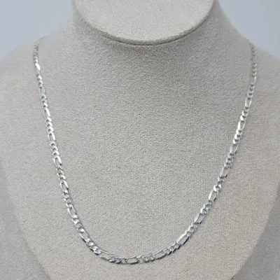 Sterling Silver Italy Figaro Link 24" Necklace Approx. 10.01g