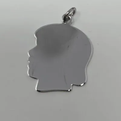 Sterling Silver Girl Silhouette Head 1" Pendant Approx. 2.27g