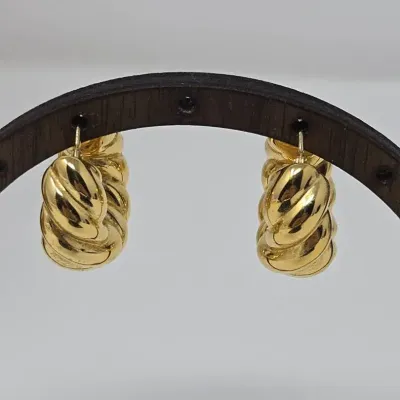 14K Yellow Gold Milor Italy .75" Hoop Earrings Approx. 8.12g