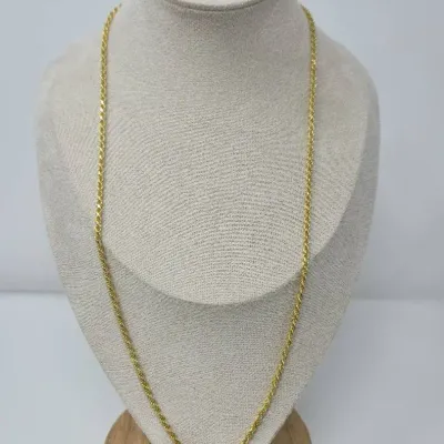 Sterling Silver Italy Yellow Gold Tone 24" Rope Necklace Approx. 16.64g