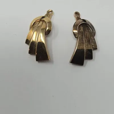 Vintage 14K Yellow Gold Earring Jacket/Enhancer/Drop .75" Approx. 3.01g