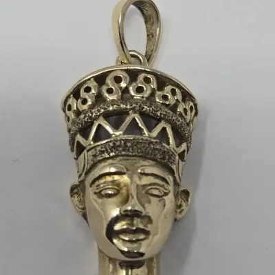 Vintage 14K Michael Anthony African King Pharaoh Crown Pendant 1.75" Approx. 7.91g