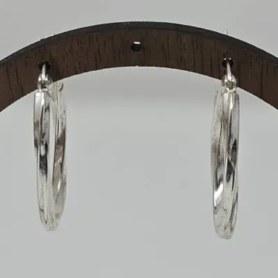 Sterling Silver 1.25" Twisted Hoop Earrings Approx. 3.13g