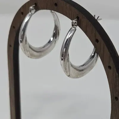 Sterling Silver 1" Hoop Earrings Approx. 5.93g