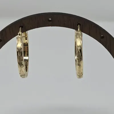 14K Yellow Gold Turkey 1" Hoop Earrings Approx. 2.90g