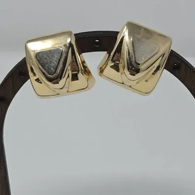 14K Yellow Gold Italy Button 1" Earrings Approx. 10.92g