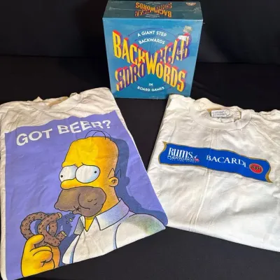 Vintage Board Game & T-Shirts (3pc)