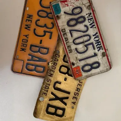 Set Of 3 Used License Plates 2 New York, 1 New Jersey