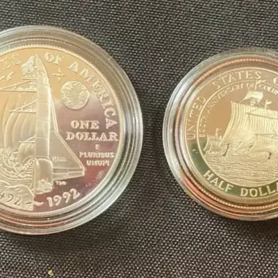 1992-S US Mint Columbus Quincentenary 2-Coin Proof Set (w/ Box & COA)