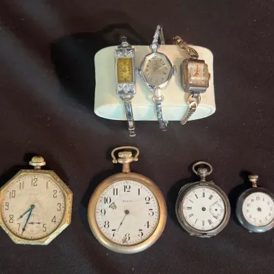 Vintage Pocket & Wrist Watches - Elgin, Timex, Bulova (7pc) 