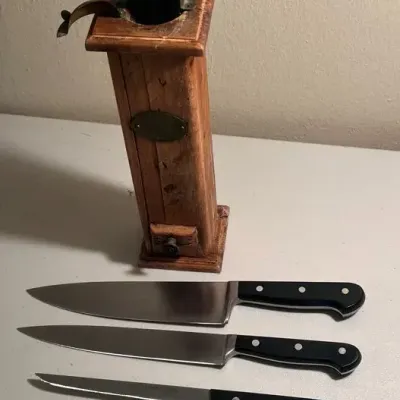 Wusthof and Sabatier Chef Knives/fork with Bonus Vintage Coffee/pepper Mill