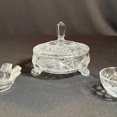 Lalique Crystal and Other Jewelry/Trinket Dishes (3pc)