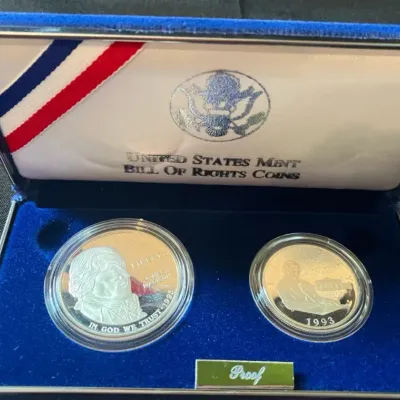 US Mint Bill of Rights Commemorative 2-Coin Silver Proof Set (w/ Box & COA)