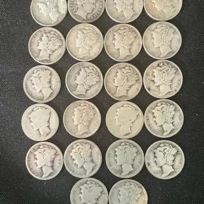 22 Mercury Head Dimes(90% Silver 10% Copper)