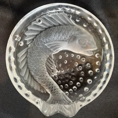 Vintage Lalique Concarneau Koi Fish Cigar Ashtray
