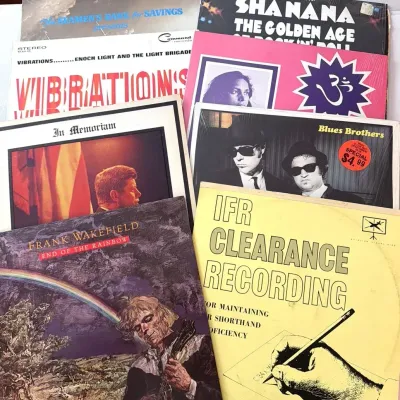 Mystery Vinyl - Shorthand Instruction, Frank Wakefield, Blues Brothers, Sha Na Na, Meditation (8pc)