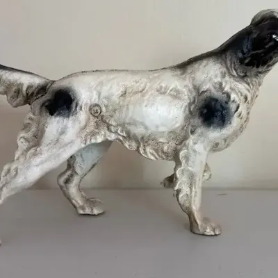 Vintage Cast Iron English Setter Door Stop Figurine
