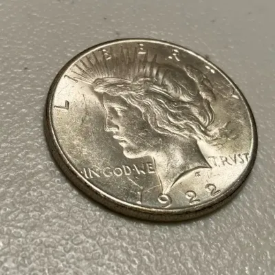 Single 1922 Peace Silver Dollar 90% Silver (1 count)
