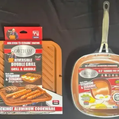New Vintage Reversible Stovetop Grill & Frying Pan (2pc)