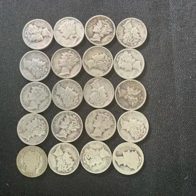 20 Mercury Head Dimes 90% Silver, 10% Copper