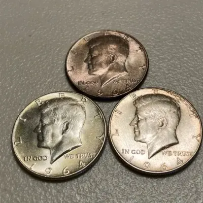 3 Kennedy half dollars 1964 90% silver  