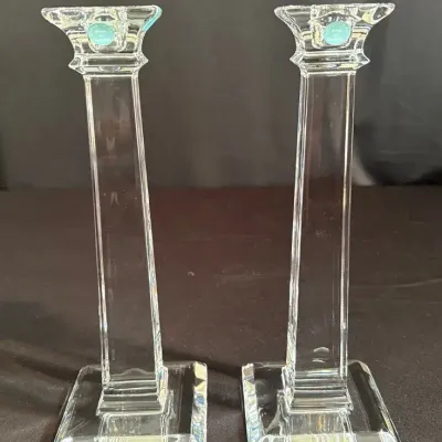 Two Tiffany & Co Crystal Candlestick Holders 