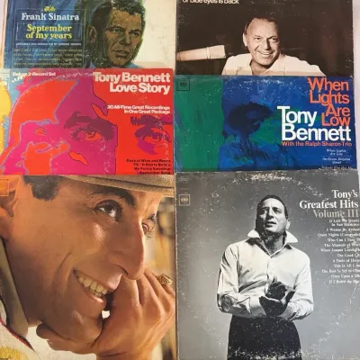 Vintage Vinyl Crooners - Tony Bennett & Frank Sinatra (6pc)