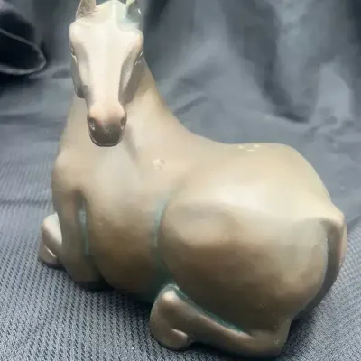 Resting Horse Figure - Bronze With Patina
