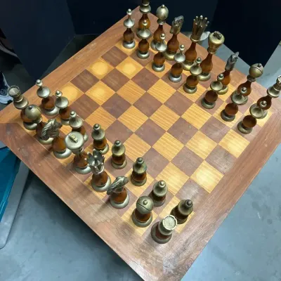 Large Vintage Ornate Custom Made Chess Set