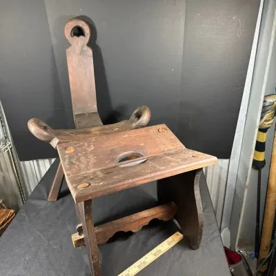 Antique Birthing Chair and Stool