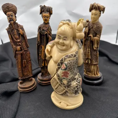 Marble Hand Painted Happy Buddah Hand Carved Chinese Statue And More 