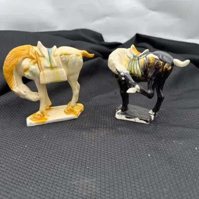 LOT #2 vintage ceramic or porcelain horse figurines styled aft