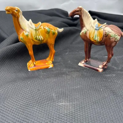 LOT #1 vintage-style ceramic war horse figurine inspired by traditional Chines