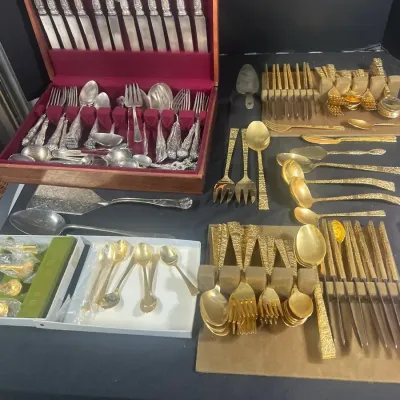 Large Lot - Gold & Silver Tone Flatware