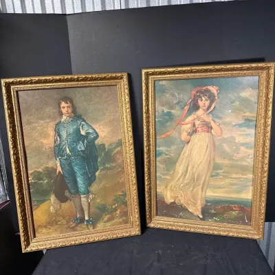 Solid Wood Framed Print "The Blue Boy" & "Pinkie"