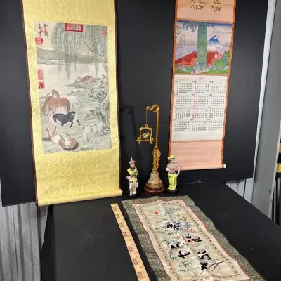 Asian Scrolls And Figurines