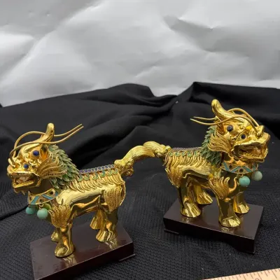 Chinese Qilin Mythical Creature Statues 