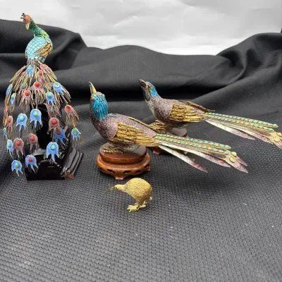 Vintage Coisonee Style Gold Toned Filligri Peacock And More 