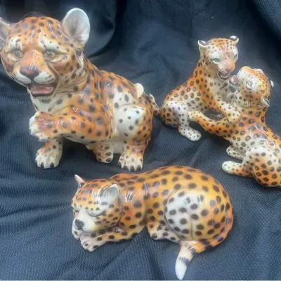 Ceramic Italian Leopard Cubs Lot- Capodimonte style porcelain