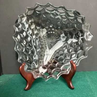  Fostoria American #2056 Clear Tricorner 3-Footed Serving/Fruit Bowl