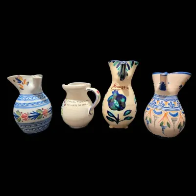 Vintage Hand-Painted Sangria Pitchers & Ceramic Art Pottery (4) Italy Spain