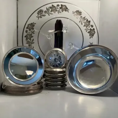 Silver Etched & Silver Plated Serving Set 