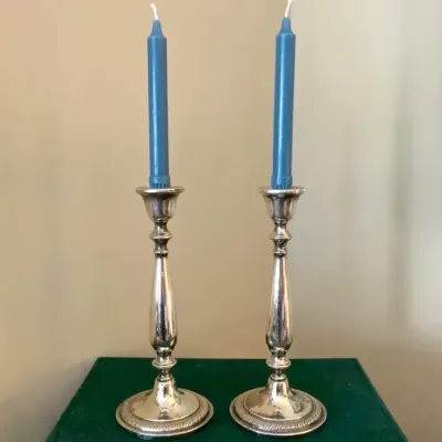 Baluster-Style Weighted Sterling Candle Sticks Pair, 11” Tall 