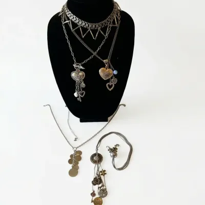 Charm And Silver Necklace Lot 