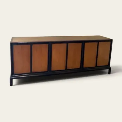 MCM Two-Tone Walnut & Ebonized Credenza Sideboard 