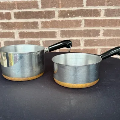 Vintage Paul Revere Ware Copper Clad Sauce Pots (2)