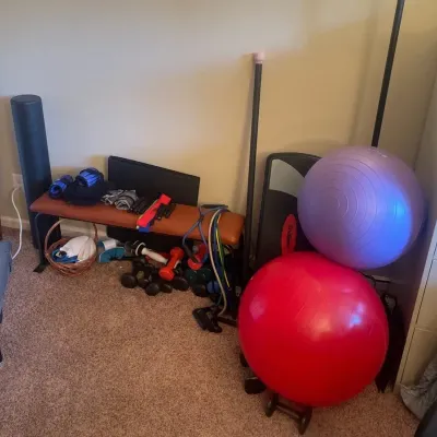 Exercise Fitness Lot- Free Weights, Bench, Tension Bands, Balance Board, MORE