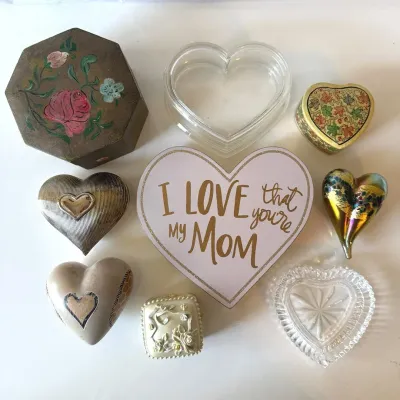 Heart Trinket Box Decor Lot - 9 Pcs