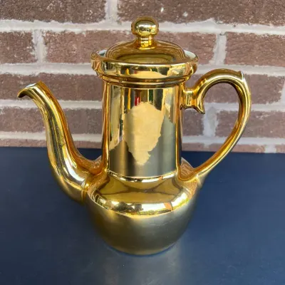 Vintage Apilco France Gold Lustre Porcelain Coffee Pot Tea Carafe Mid-Century